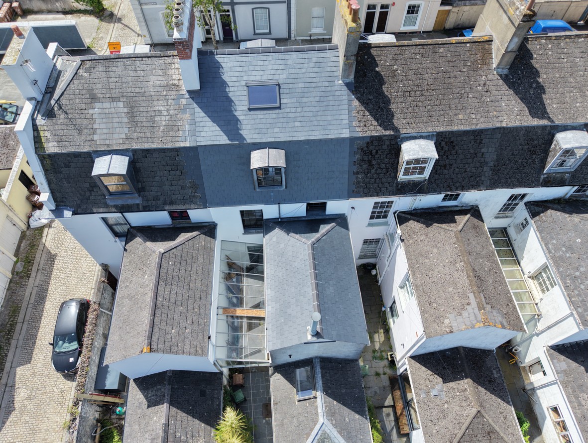 Plymouth town house roof with new Spanish slates